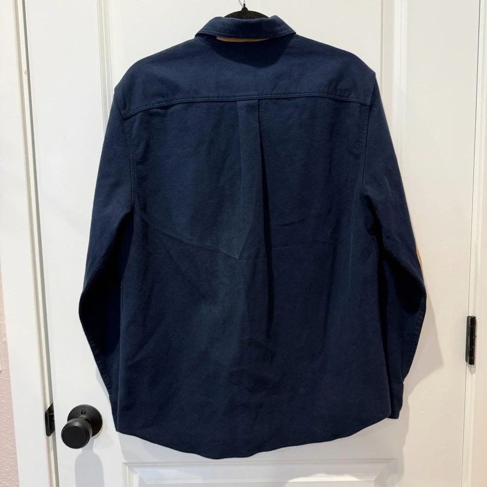 Banana Republic Mens Moleskin Button Up Shirt Small Navy Thick Elbow Patch